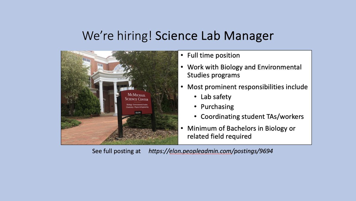 Now hiring! Applications now being accepted - elon.peopleadmin.com/postings/9694