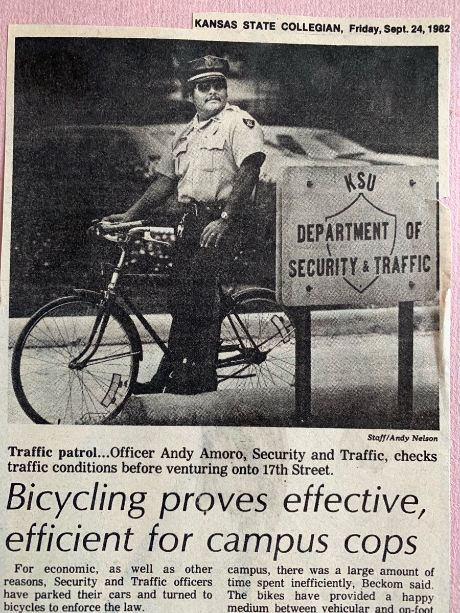 Throwing it back with a newspaper clipping from September 24, 1982. Since then, there have been a lot of changes. However, to this day we still utilize a bike patrol unit. This unit allows officers to become more accessible to citizens as the campus has quite a few sidewalks.