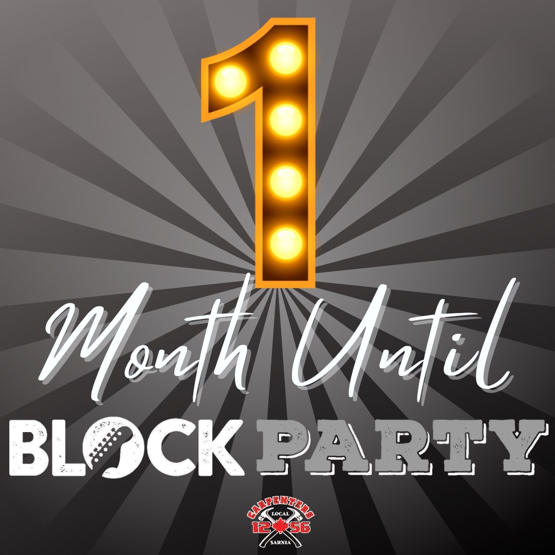 Block Party is just ONE MONTH away! We can’t wait for an amazing weekend of music in support of Bluewater Health’s mental health and addictions program. Buy your tickets TODAY! 🔥🎵🎸🎫👀 revelree.ca/event/blockpar…