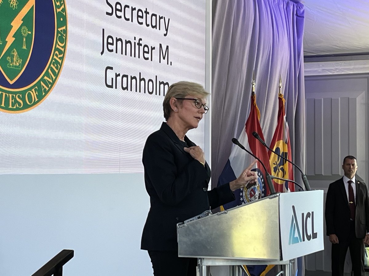 U.S. Sec of Energy in south St Louis for groundbreaking of plant for electric batteries material, a project getting a $197 Million federal grant.