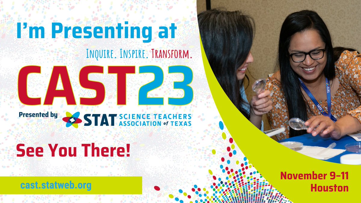 The TEKS Resource System Science State Team is thrilled to be presenting SIX different sessions at CAST23 presented by <a href="/TXscienceSTAT/">Science Teachers Association of Texas (STAT)</a>! Join us in Houston on November 9–11 to inquire, inspire, and transform with your Texas science community! 
#STATCAST23 
#TEKS_RS
