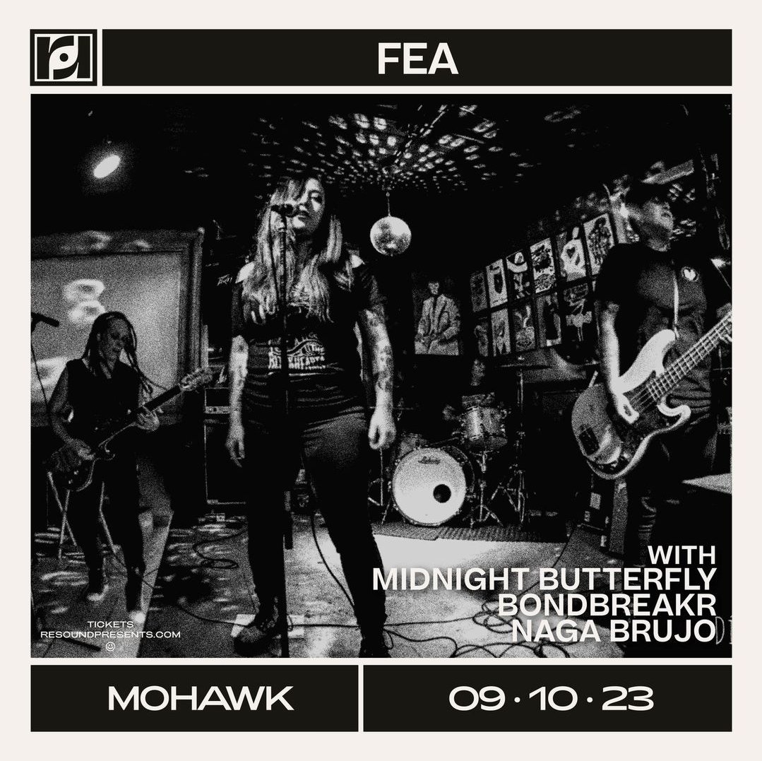 ⚠️📢 SEPTEMBER SHOW ANNOUNCEMENT 👀⚠️

We're thrilled to open the pit for the legendary <a href="/fea210/">FEA210</a> on Sept 10th at <a href="/mohawkaustin/">Mohawk Austin</a> along with Midnight Butterfly and Naga Brujo!!

Get your tickets via <a href="/resoundpresents/">Resound Presents</a> or here: wl.seetickets.us/event/Fea/5634…