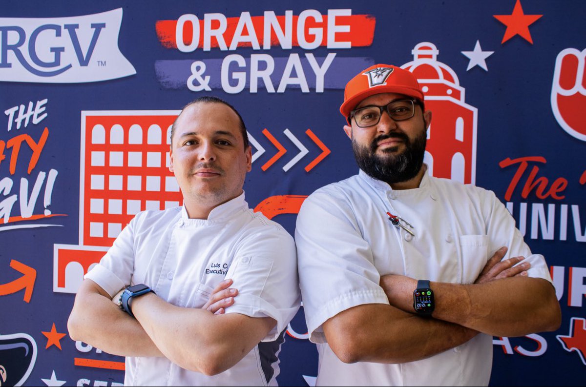 UTRGVDining's tweet photo. Meet your Chefs! 

Luis Carlos Panqueva is originally from Colombia. He left his country at a young age to study Culinary Arts in Buenos Aires, Argentina.

Frank Vazquez is from Victoria, Texas and has worked in various settings such as the AT&amp;T Center with the San Antonio Spurs. https://t.co/NHpZq2jmcC