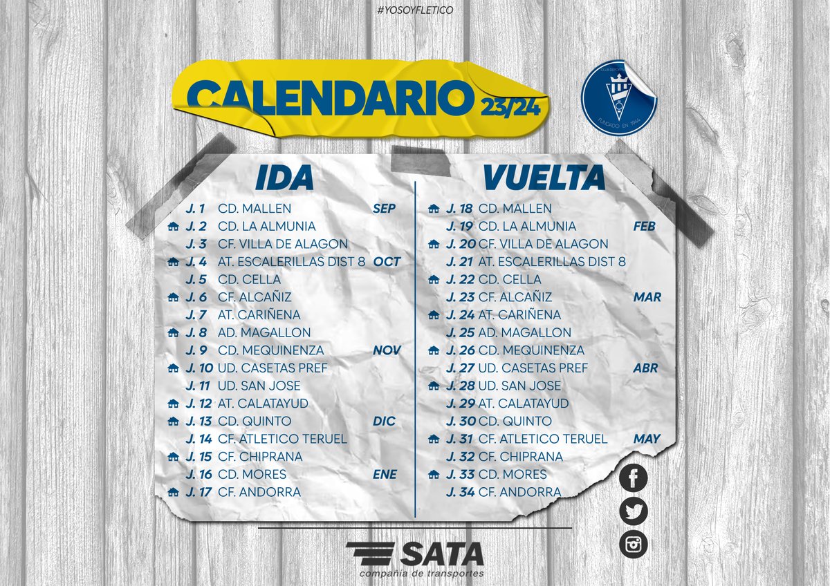 fleta_cd's tweet photo. ¿Qué tal lleváis las vacaciones fleticos?🌊🌅🌞
Nosotros deseando volver a los terrenos de juego
Aquí os dejamos el primer calendario de nuestro REGIONAL PREFERENTE que dará comienzo el 10 de septiembre
Os esperamos!
#cdfleta #regionalpreferente #sata #temporada2324 #yosoyfletico https://t.co/sEnyZ8ursk