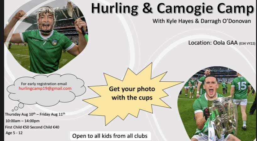 Declan Hannon (@dechannon) on Twitter photo Hurling and Camogie camp this Thursday & Friday with Kyle & Darragh, to register email hurlingcamp19@gmail.com <a href="/Darr_ODonovan/">Darragh O' Donovan</a> Hurling and Camogie camp this Thursday & Friday with Kyle & Darragh, to register email hurlingcamp19@gmail.com <a href="/Darr_ODonovan/">Darragh O' Donovan</a>