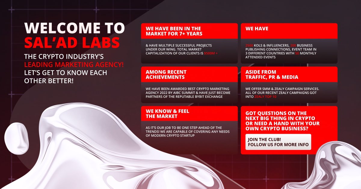 Sales_And_Ads's tweet photo. 🦈Welcome to Sal’Ad Labs!🦈

We are a leading crypto startup marketing agency with 7+ years of experience and numerous successful projects under our belt. From Strategy to Traffic, PR &amp; Media, SMM &amp; Zealy – the word “impossible” just does not exist! Some stats: https://t.co/SubVuZvrfL