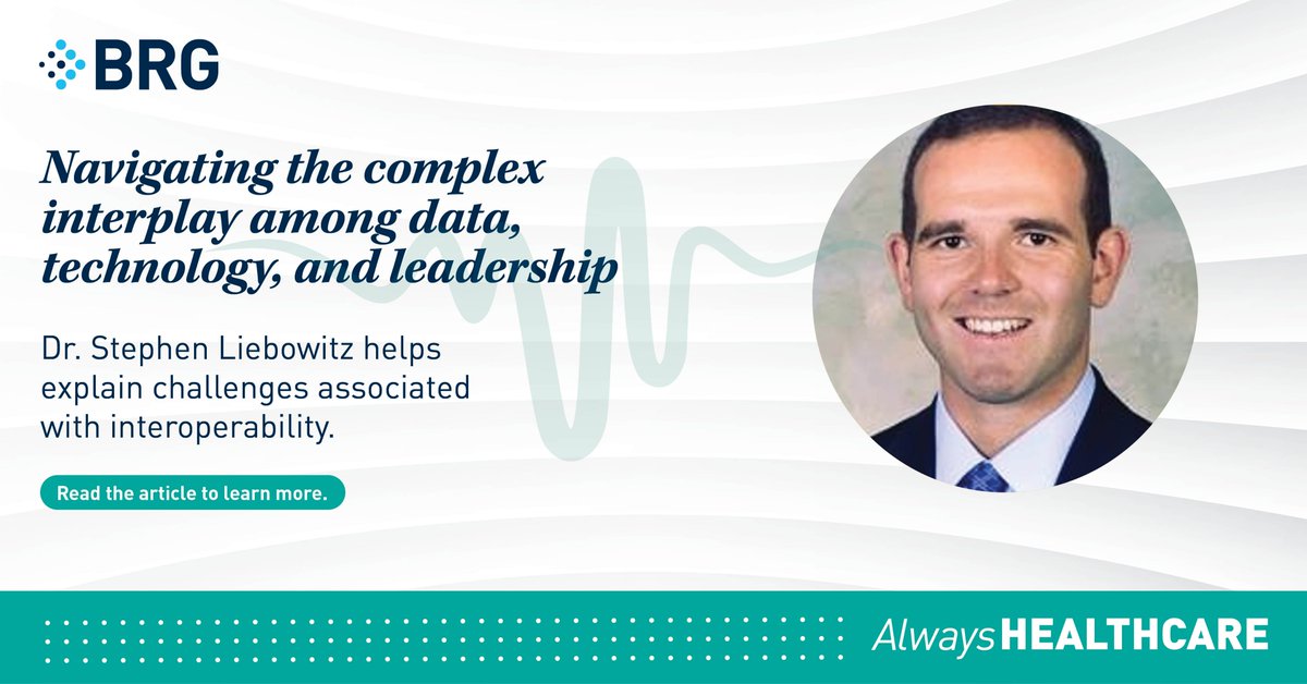 BRG (@brgexpert) on Twitter photo Dr. Stephen Liebowitz joined a panel with <a href="/HDMmagazine/">Health Data Management</a> to discuss the challenges associated with interoperability.
healthdatamanagement.com/articles/navig…
#Interoperability #Healthcare #HealthData #Expert Dr. Stephen Liebowitz joined a panel with <a href="/HDMmagazine/">Health Data Management</a> to discuss the challenges associated with interoperability.
healthdatamanagement.com/articles/navig…
#Interoperability #Healthcare #HealthData #Expert