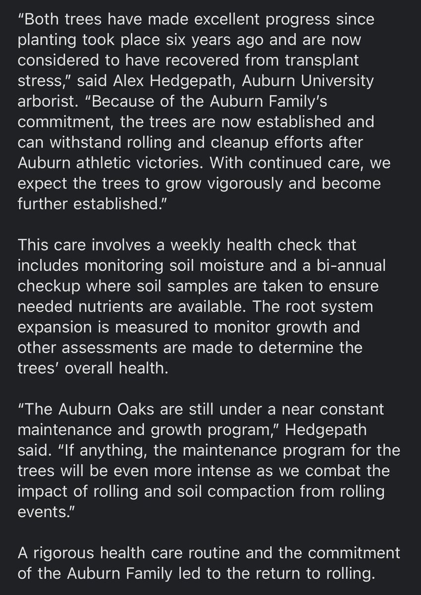 _JHokanson's tweet image. Auburn fans are now allowed to roll the two main oaks at Toomer’s Corner the university announced