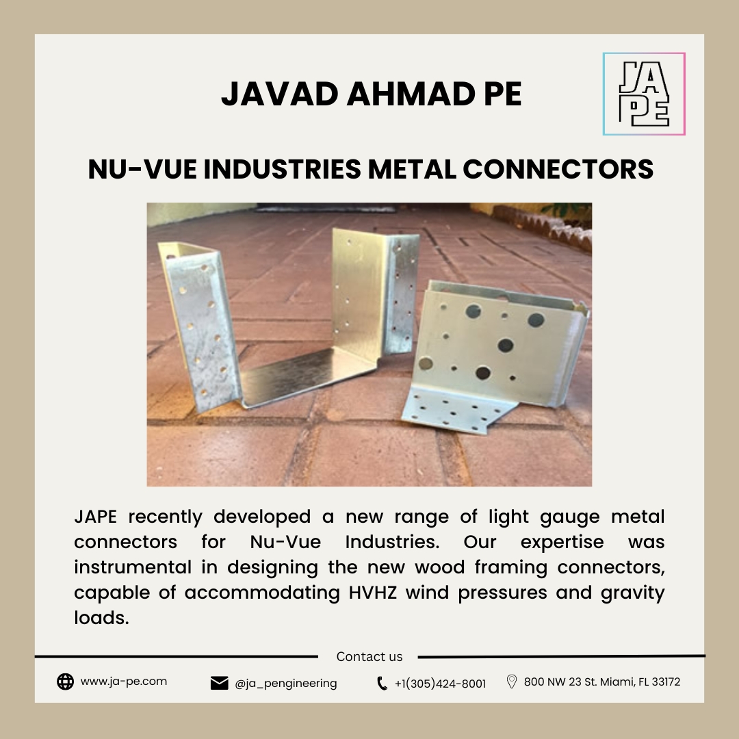 JAPEengineering's tweet image. Innovating Strength: JAPE&apos;s Collaboration with Nu-Vue Industries Shines in Crafting Resilient Wood Framing Connectors for Extreme Conditions. #StructuralEngineeering
#Projects