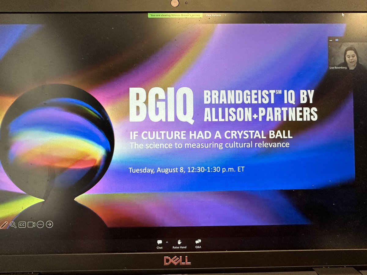 How can you measure real-time cultural relevance? It’s called BGIQ, powered by @AllisonPR … can’t wait to learn more about it from @lisarosenberg and an awesome PR panel
