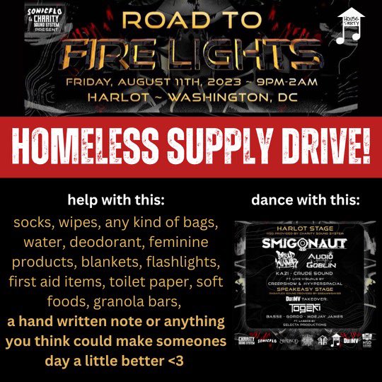 HeadnodSquad's tweet image. Next Up 🚨

We’ll be joining @CharitysoundDC  this Friday 8/11 @ The Harlot DC for The Road To @Firelightsfest!

New venue. 2 stages. 2 sound systems.

@Smigonaut, @breadwinnerbass, @audiogoblin, @togekidub, @Kazisound, &amp;amp; more!

Tickets on sale now ⬇️