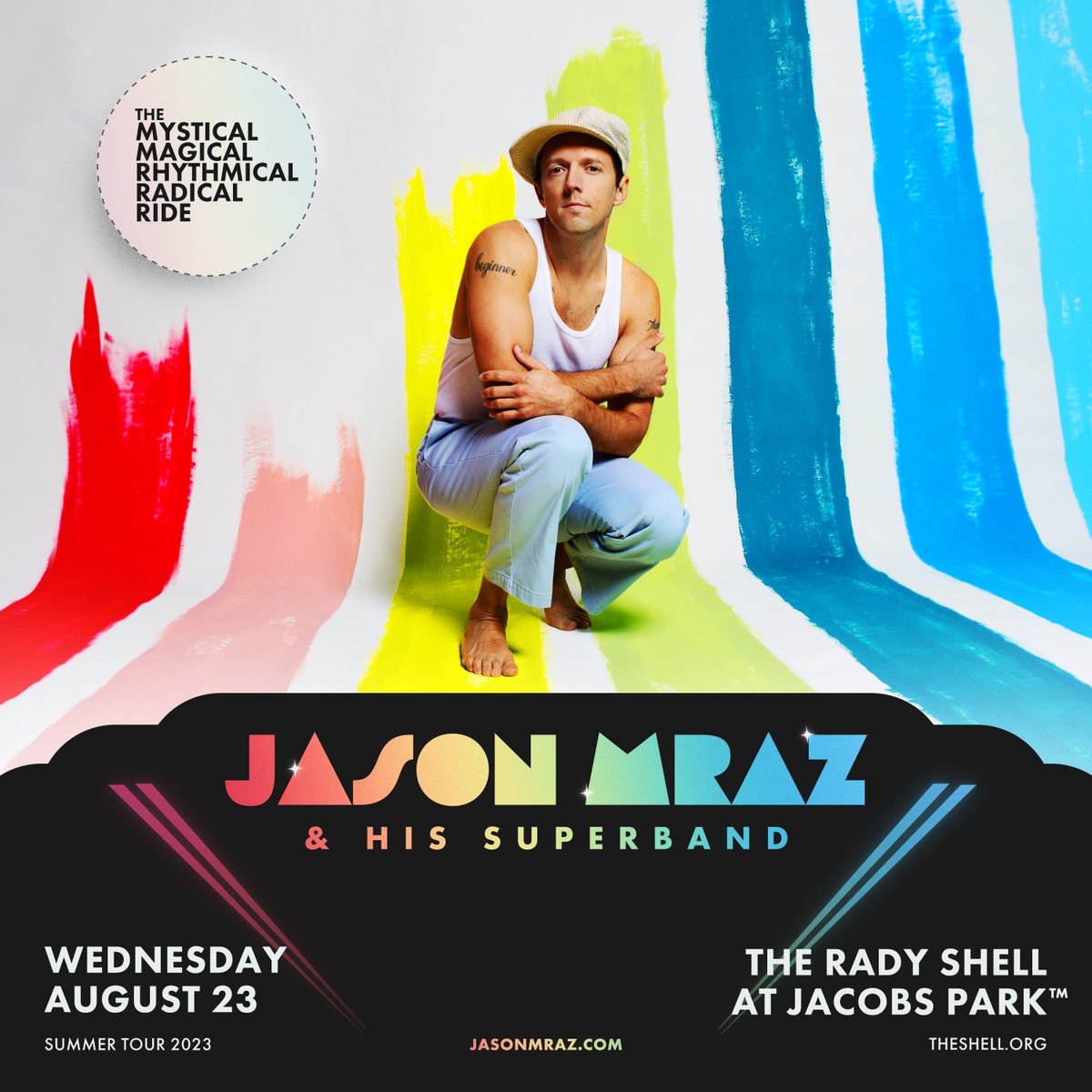 Just Announced! On the heels of their recent highly acclaimed national tour, Jason Mraz and his Superband return home to San Diego for a FREE community concert at The Rady Shell at Jacobs Park, presented in association with the San Diego Symphony. theshell.org