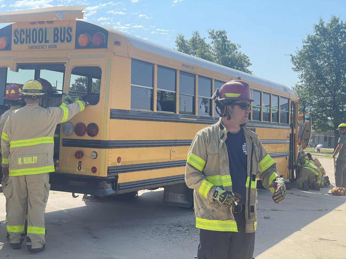 Today the Emporia Public Schools Transportation Department and the Emporia Fire Department collaborated on a bus safety training exercise! #emporiaproud #WeBuildFutures