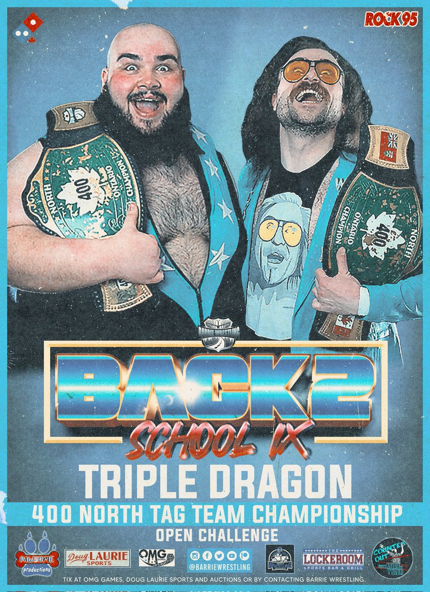 Are Barrie Wrestling fans looking at the greatest tag team to ever grace our ring? @PufTheWrestler and @ProWilldy (Triple Dragon) have issued an Open Challenge for Back 2 School 9 on September 9. Who will step up? #BarrieWrestling #400North