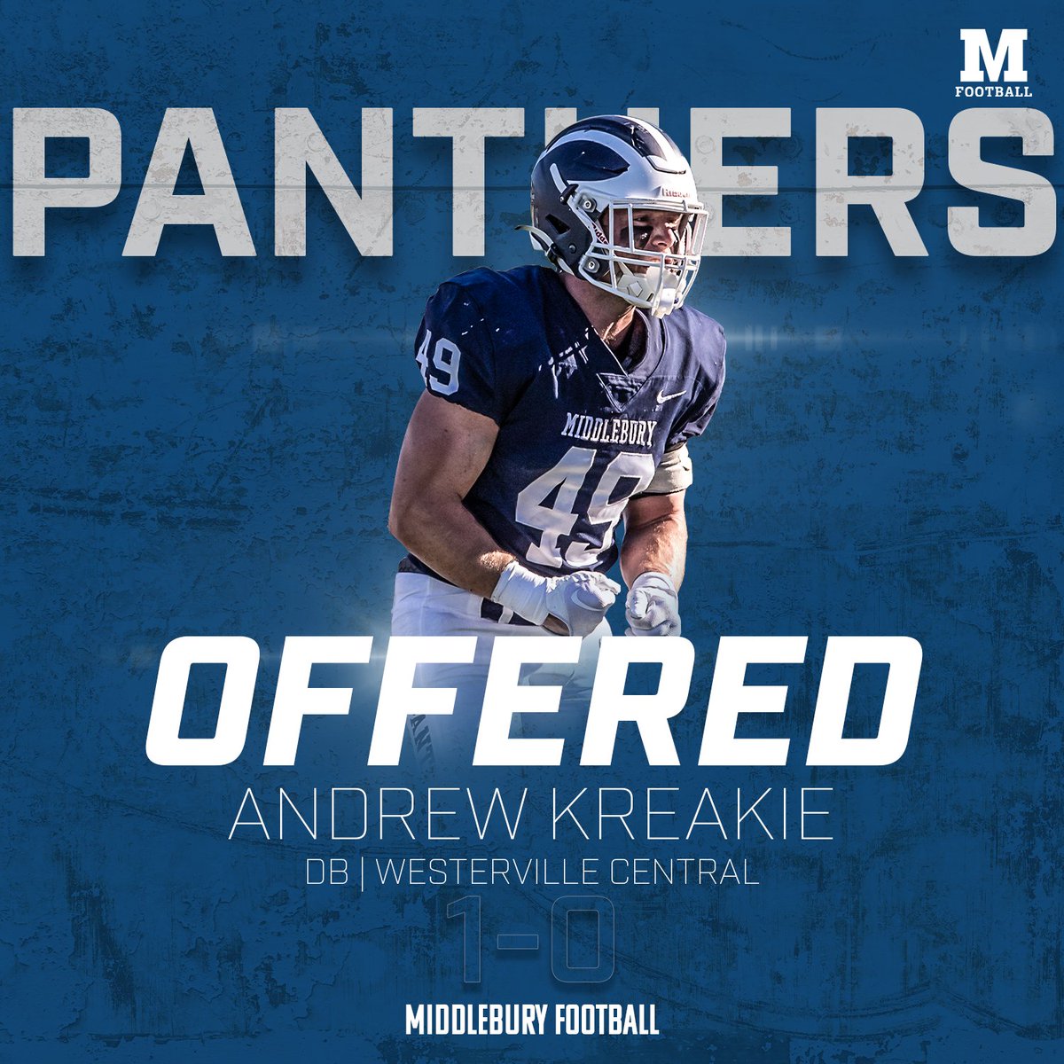 I am excited to receive an offer from Middlebury College!! Thank you <a href="/MiddFBMandigo/">Doug Mandigo</a> and @MiddCoachCarr for this great opportunity!
<a href="/WCHS_Football/">WCHS 🏈 Warhawks</a>
<a href="/MiddFootball/">Middlebury Football</a>