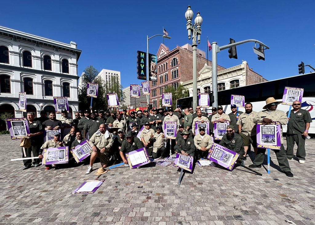 SEIU721's tweet photo. @SEIU The joyous and hopeful spirit of unity is in the air outside LA City Hall as LA City workers come together from across departments and disciplines to demand respect! #ULPStrike #SolidaritySummer https://t.co/p05Q6cXsVI