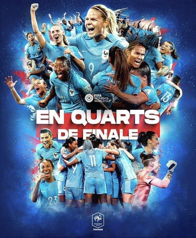 Bravo à nos bleues, qui nous qualifient en 1/4 de finale de coupe du monde féminine de football, en s'imposant 4-0 face au Maroc !
#FRAMAR #FiersdetreBleues