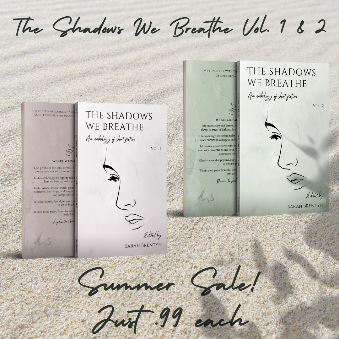Summer Sale!☀️📚
The Shadows We Breathe (Vol. 1 &amp; 2) are on sale now to celebrate the last days of summer (and the release of the 3rd book in this series)! #99p #99cents #ebooks #shortstories #flashfiction #anthology

Vol. 1
books2read.com/SWB-VOL1
Vol. 2
books2read.com/SWB-VOL2