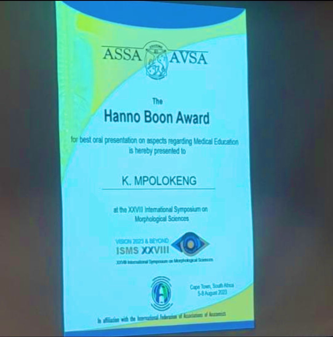 Kentse♥Mpolokeng PhD (@kentsempolokeng) on Twitter photo It’s a wrap ❤️🥇 it has been great.
#ISMS2023
Thankful for the award to <a href="/anatomy_sa/">Anatomical Society of Southern Africa</a> It’s a wrap ❤️🥇 it has been great.
#ISMS2023
Thankful for the award to <a href="/anatomy_sa/">Anatomical Society of Southern Africa</a>