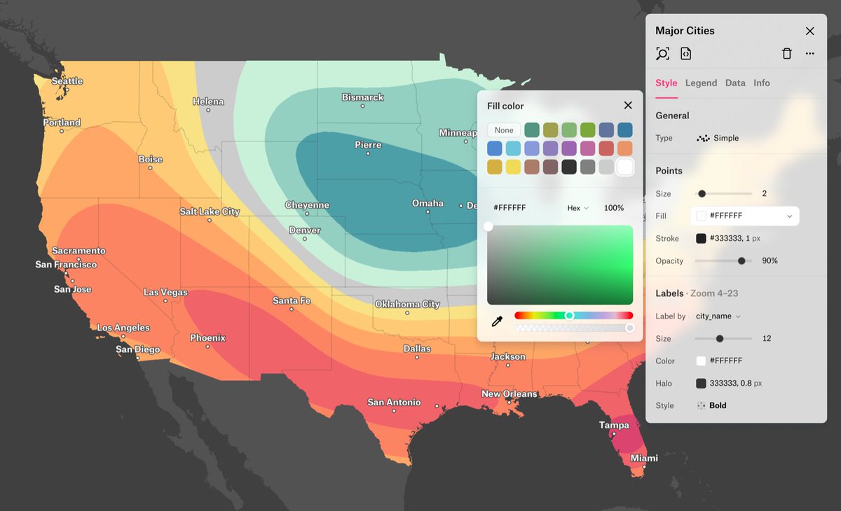 New stuff from @felt: we just launched a big upgrade to our easy-to-use cartography tools like heat maps, zoom-based styling, and WAY BIGGER FONTS felt.com/blog/introduci… twitter.com/felt/status/16…