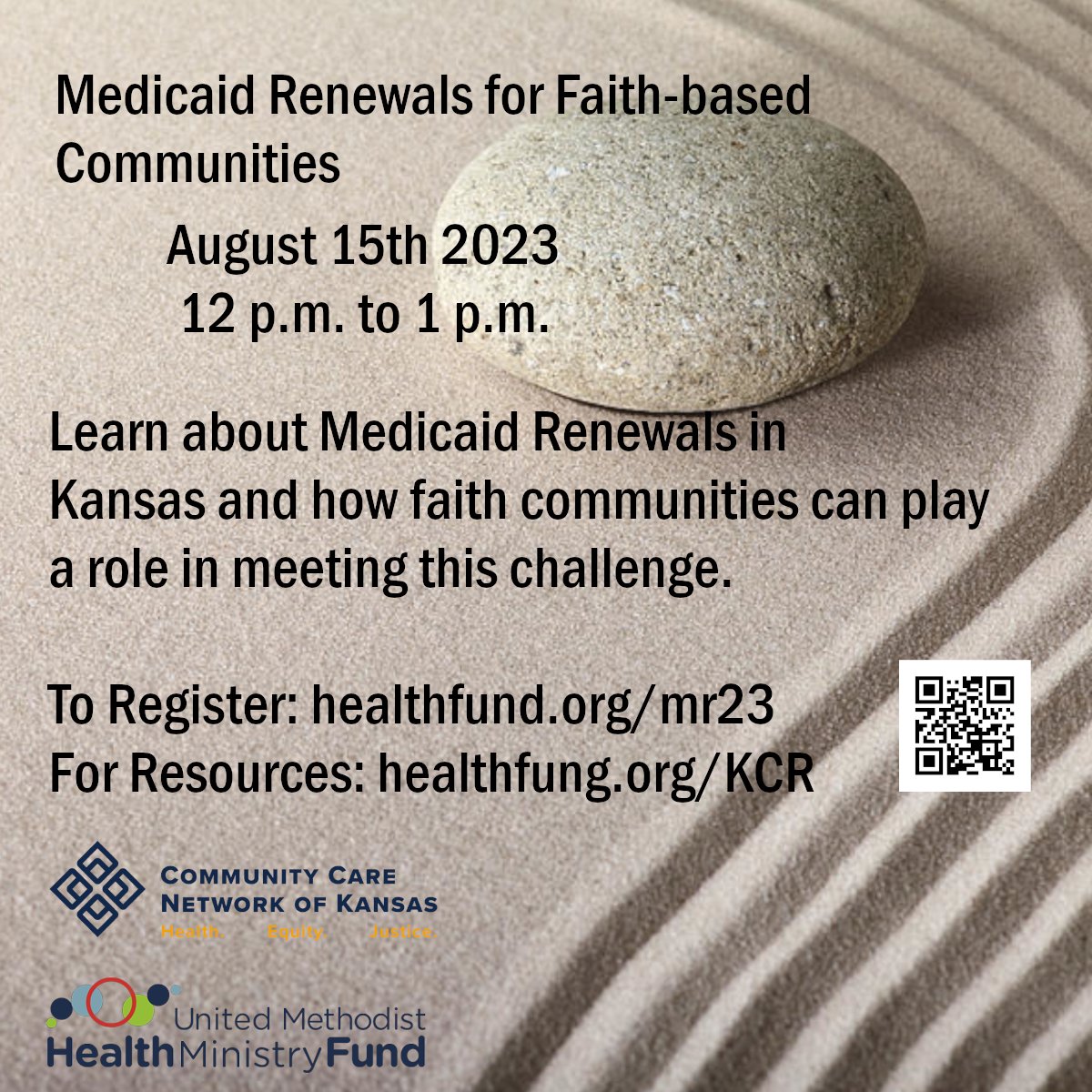 The Health Fund and Community Care Network of Kansas are hosting a webinar for faith-based communities regarding Medicaid renewals in Kansas. Join us this Tuesday, August 15 at noon. Register at healthfund.org/MR23