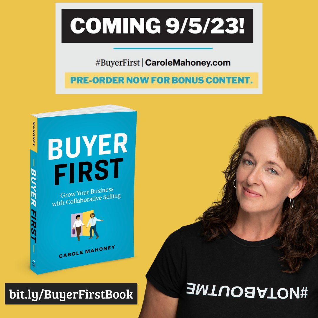 extraboldsales's tweet photo. @iCaroleMahoney (the Sales Therapist) has written an incredible new book: “Buyer First: Grow Your Business with Collaborative Selling,”! Order your copy now: https://t.co/BefRstTbsB #BuyerFirst #collaborativeselling https://t.co/xDEVhPKljP