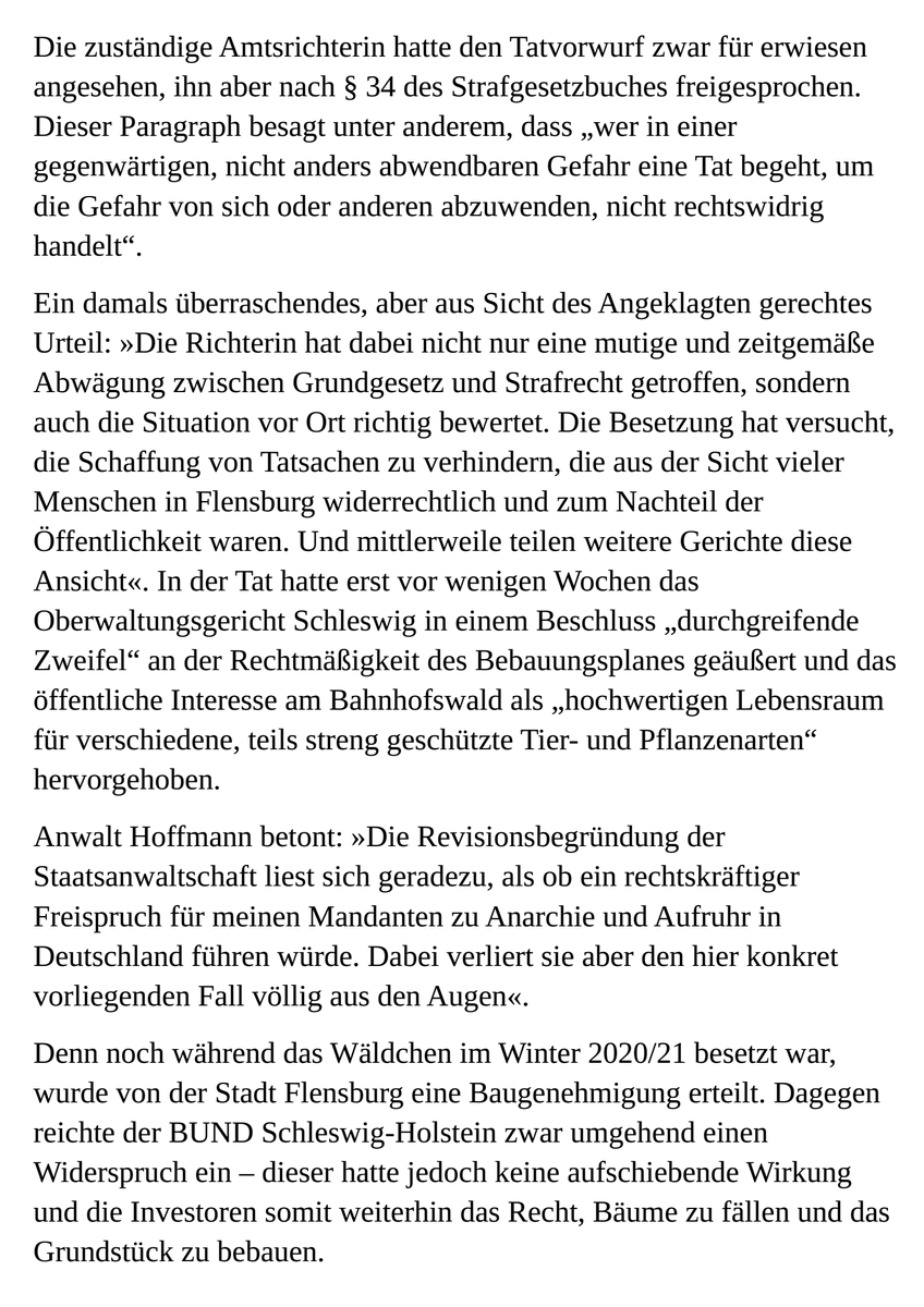 boomdorp's tweet photo. Morgen wird das OLG Schleswig die Revision der Staatsanwalt verhandeln, weil diese den #Freispruch eines Baumbesetzi nicht akzeptieren will.
Solidarische Unterstützung in und vor der Brockdorff-Rantzau-Straße 13 wird begrüßt.
Dazu erreichte uns folgende Presseerklärung: https://t.co/pc6m8m0T1J