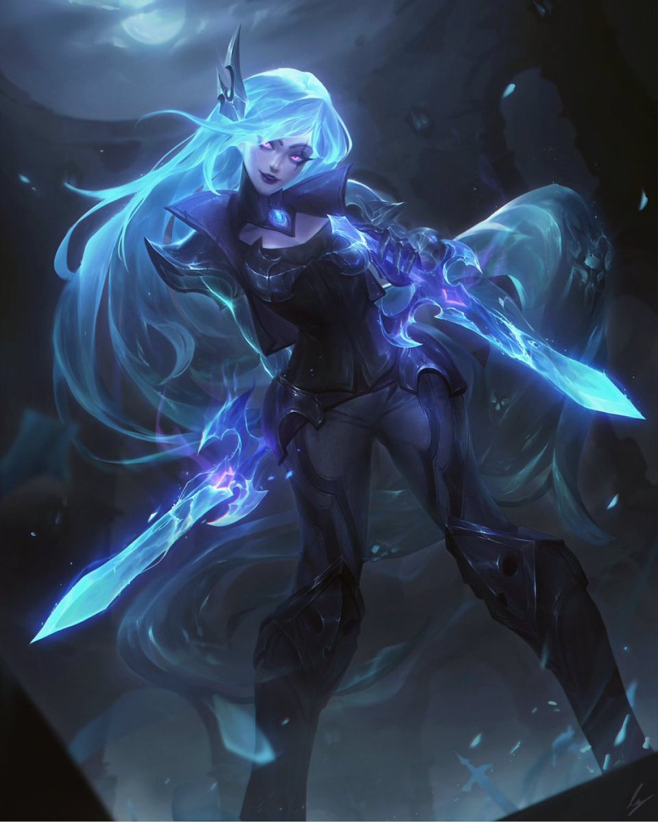 Noxus' prized assassin, Katarina, sinisterly drawn by the talented  @fiendvenator 🗡️, image size:960x1200