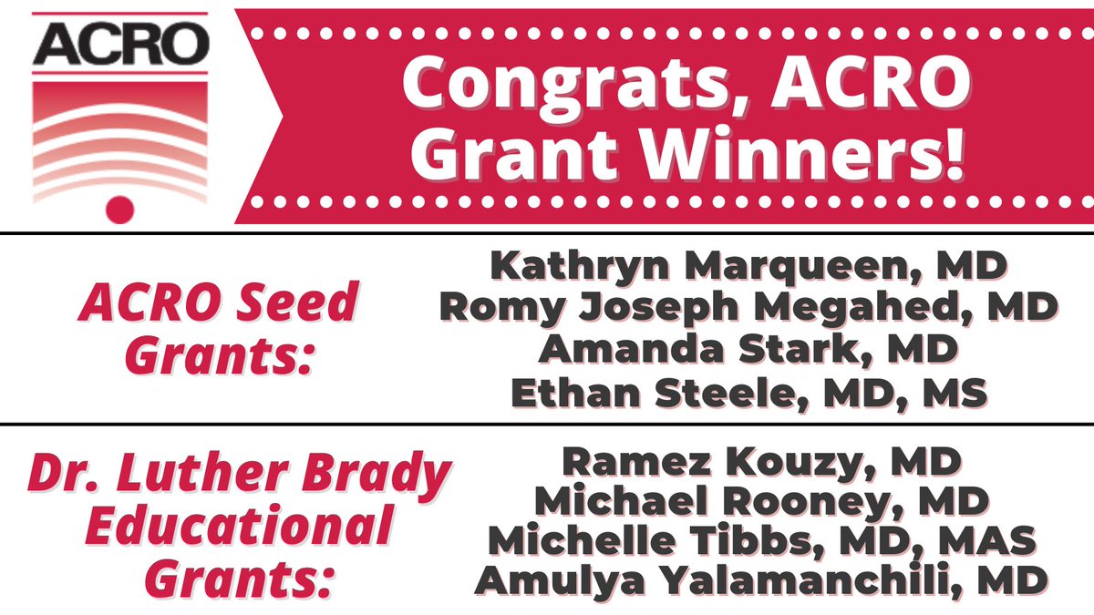 👏 Congratulations to our 2023 ACRO Seed Grant & Dr. Luther Brady Educational Grant Winners!
