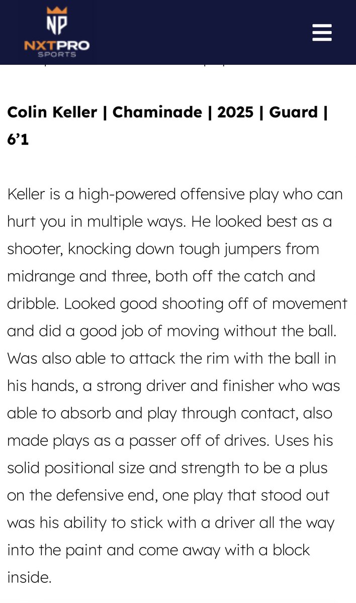 Thank you @NxtProHoops for the write up over this past weekend at @QUHawksMBB. @CCPBasketball @JonnyJordanSr @MPJelite