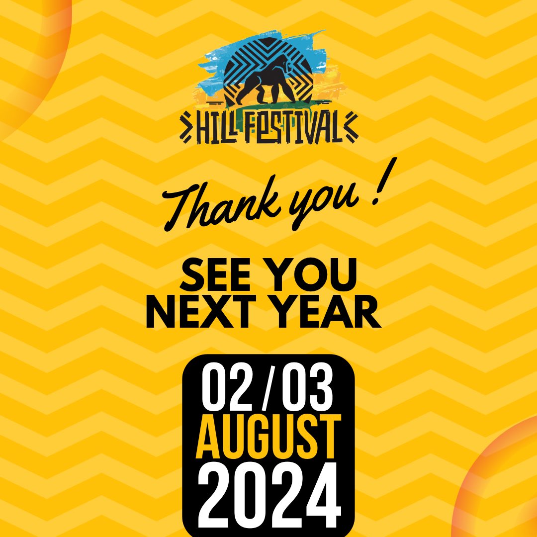 Hello beautiful people, Thank you all for having been part of Hill festival 2023 edition. 

To the amazing artists, partners & the best guests we could have wished for, We had so much fun with you all! 

 We hope to see you all in the next edition. Stay TUNED! 

MWARAKOZE CYANE!