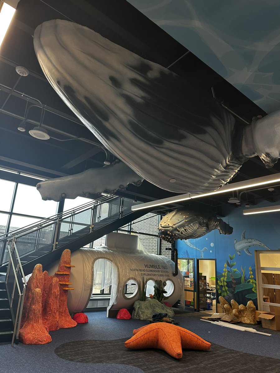 I have waited so long to see those whales breaching through the ceiling <a href="/HumbleISD_NBE/">North Bend Elementary</a> <a href="/HumbleISD/">Humble ISD</a> what a treat to finally see them today! Can’t wait till the water baffles are in and it’s complete! ❤️🐋