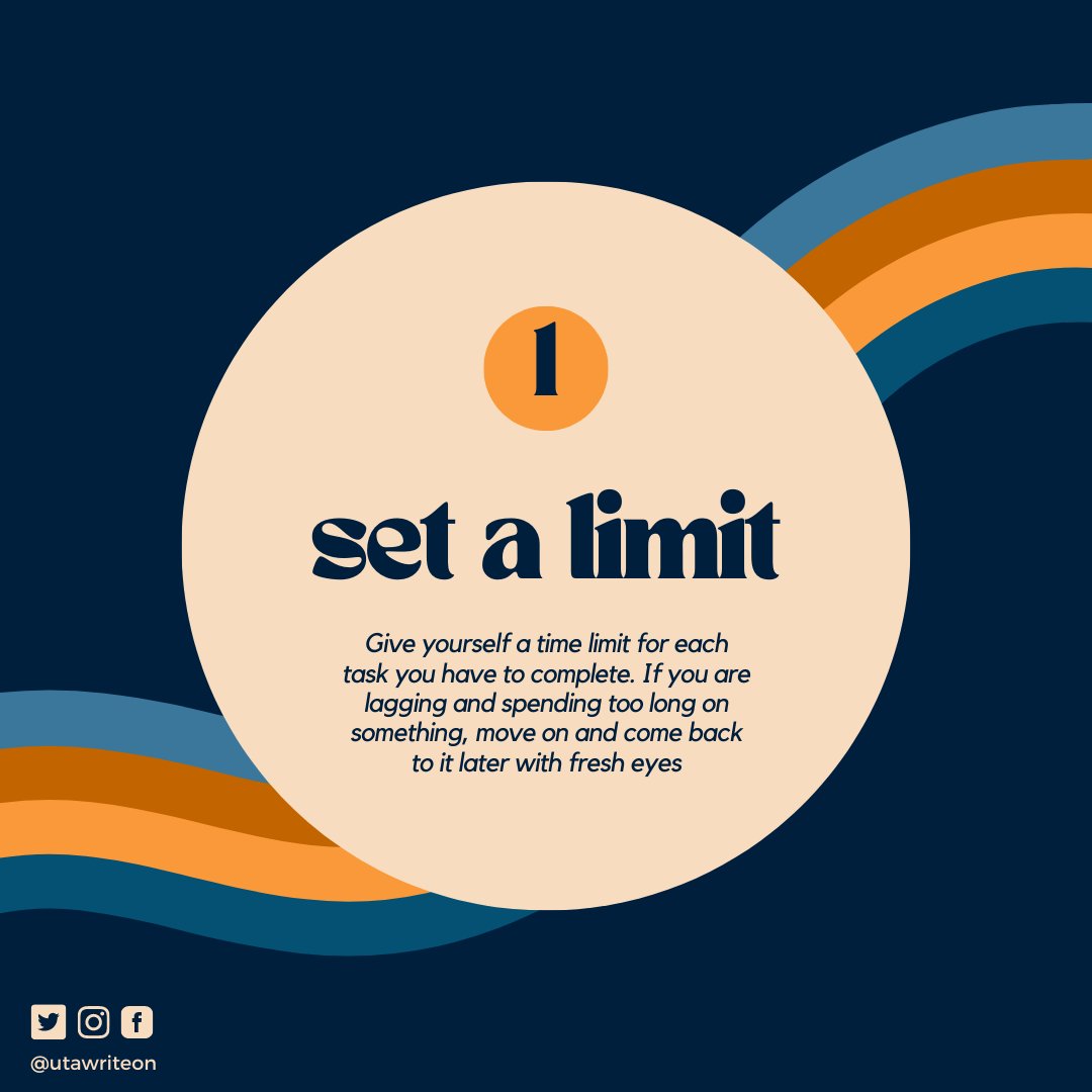 UTAWriteOn's tweet photo. Managing more than one task this summer? Check out our tips for how to manage your time effectively. Our consultants can help you create a plan for prioritizing work and getting projects done. #uta #graduatesupport #academicsupport #gradschool #finalexams https://t.co/oKc31DhefA