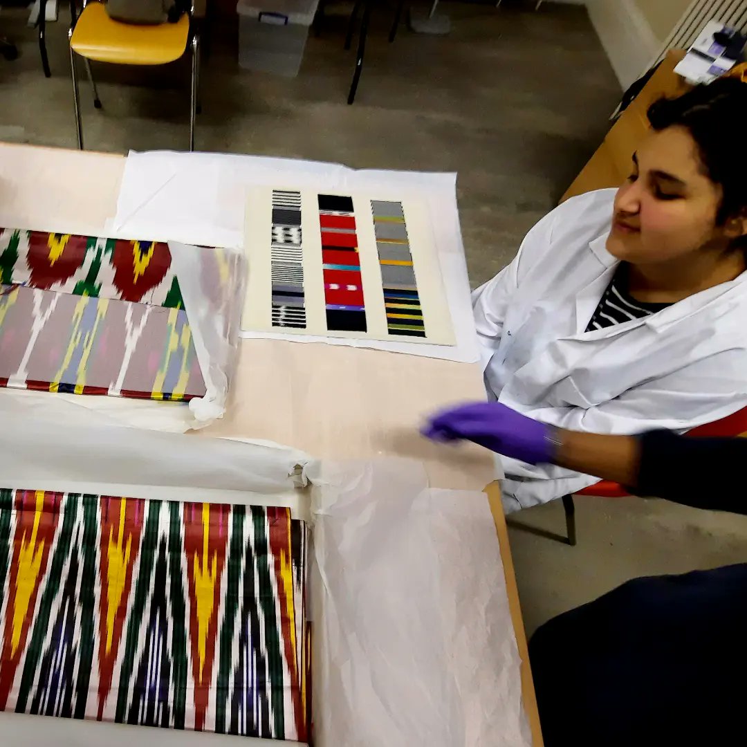 NewMaccArtSch's tweet image. Student focus: Maryam Mirali works with patterns and printmaking, using colours, motifs and symbols that are significant to her and influenced by central Asian textiles in the collections @silkmuseummacc #ikat #silkroad #artistswithaustism #youngartists #printmaking