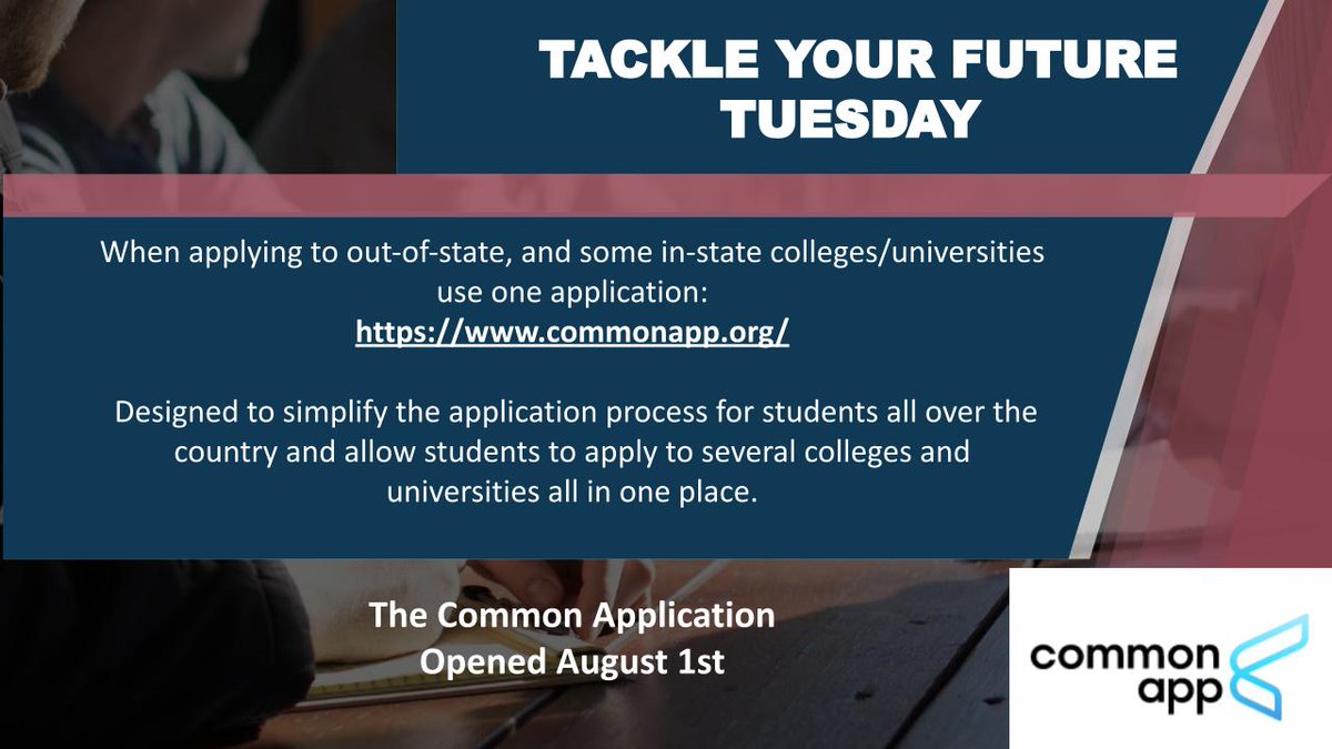 Hey #ClassOf2024! Make it easy to apply to colleges and universities all over the country with just one application at:
commonapp.org.

Questions? Contact your school counselor or the guidance and counseling office by ☎️ at 682-867-7534.