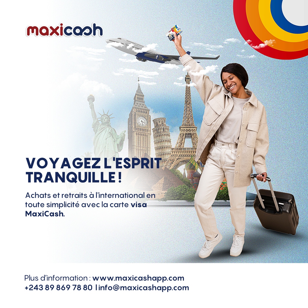 Maxicashapp's tweet photo. Profitez de vos séjours à l’étranger, passez de bonnes vacances avec la carte Visa MaxiCash. Achats en ligne, en magasin et retrait à l’international en toute sécurité.
Disponible en agence. Pour plus d’info: +243 898 697 880⁠

⁠#MaxiCashcard #ilfautkozalanayango #CarteVisa https://t.co/sfepayNuBl
