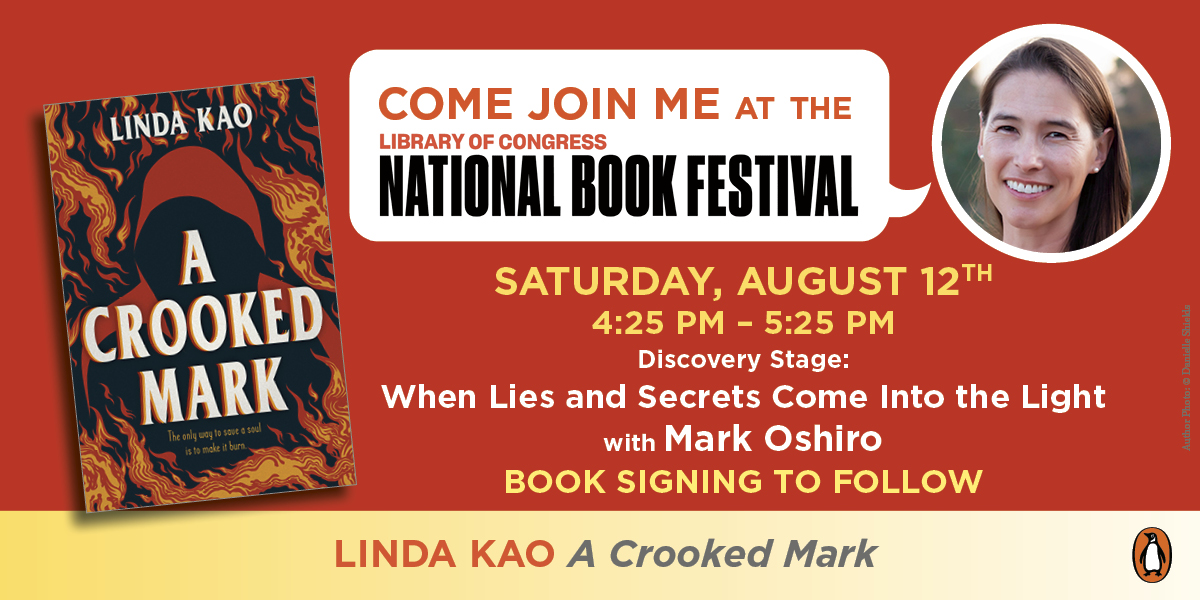 lindalkao's tweet photo. I'm so excited to share that I'll be at the National Book Festival this weekend! Join me on August 12th at 4:25 p.m. for a conversation with the amazing Mark Oshiro. We'll be talking secrets and lies and all things YA! Please come out and say hello!
@PenguinTeen #acrookedmark https://t.co/kby6cyxuuI