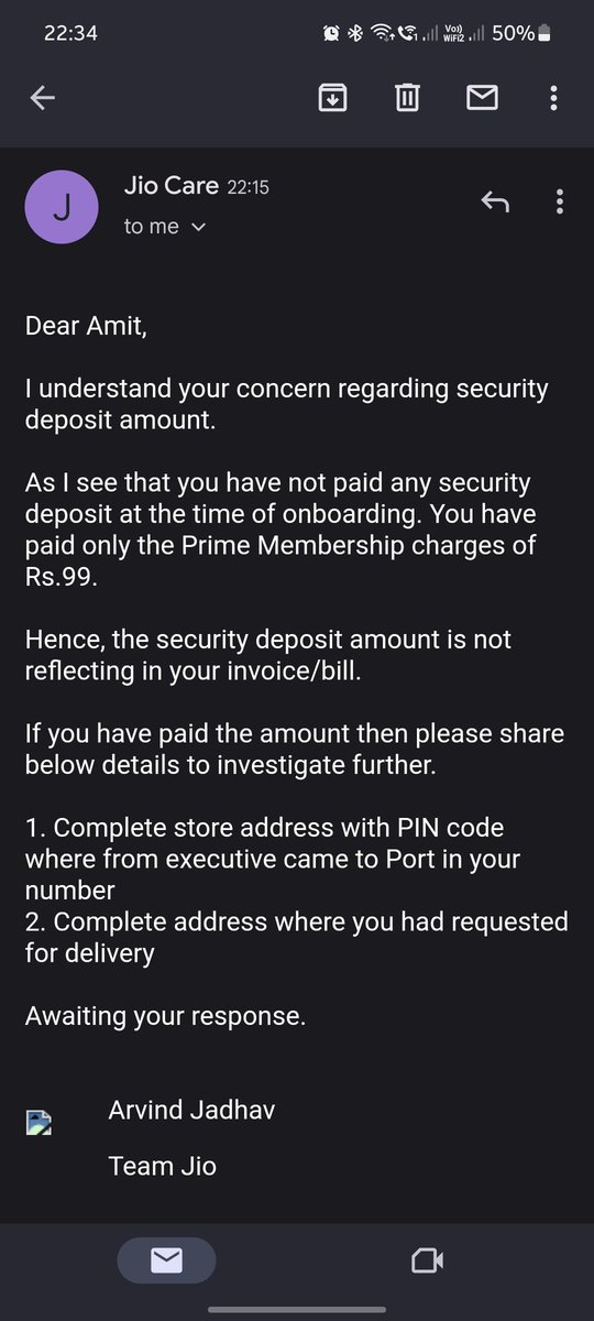 amytrkpatel's tweet photo. This is a scam going on @reliancejio postpaid. When you apply for a postpaid sim, be aware how much you pay the representatives. They ask for security deposit but that amount is never invoiced and doesn't reflect in your bill. That goes into the pockets of representatives. https://t.co/yDW5QEVSPu