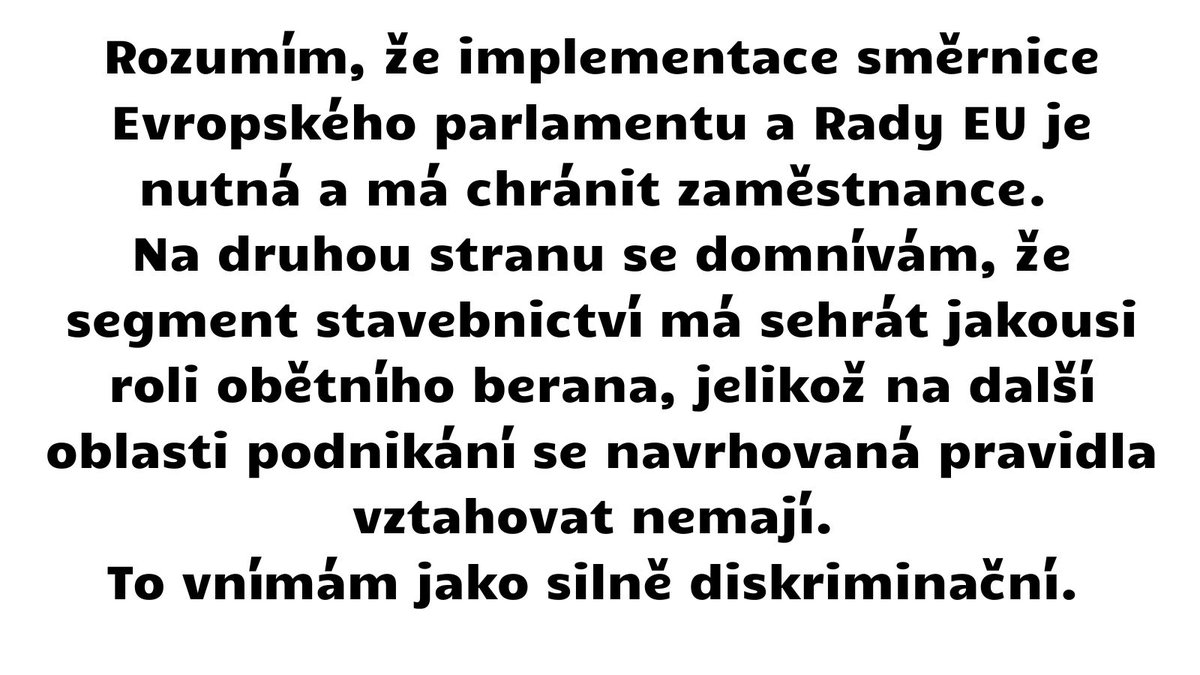 Jiří Nouza (@nouzajiri) on Twitter photo Připravovaná novela zákoníku práce, kterou připravuje <a href="/mpsvcz/">Ministerstvo práce a sociálních věcí</a> je diskriminační pro stavební firmy. Proti jejímu zavedení je také řada stavebních společností. Připravovaná novela tak nepochopitelně zvýší odpovědnost dodavatelů v rámci celého dodavatelského řetězce. Připravovaná novela zákoníku práce, kterou připravuje <a href="/mpsvcz/">Ministerstvo práce a sociálních věcí</a> je diskriminační pro stavební firmy. Proti jejímu zavedení je také řada stavebních společností. Připravovaná novela tak nepochopitelně zvýší odpovědnost dodavatelů v rámci celého dodavatelského řetězce.