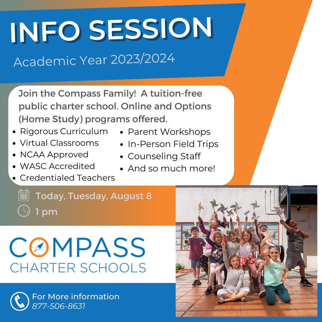 Join us today at 1 pm to learn more about Compass Charter Schools! ow.ly/6CIX50Pv7x4 #ChooseCompass