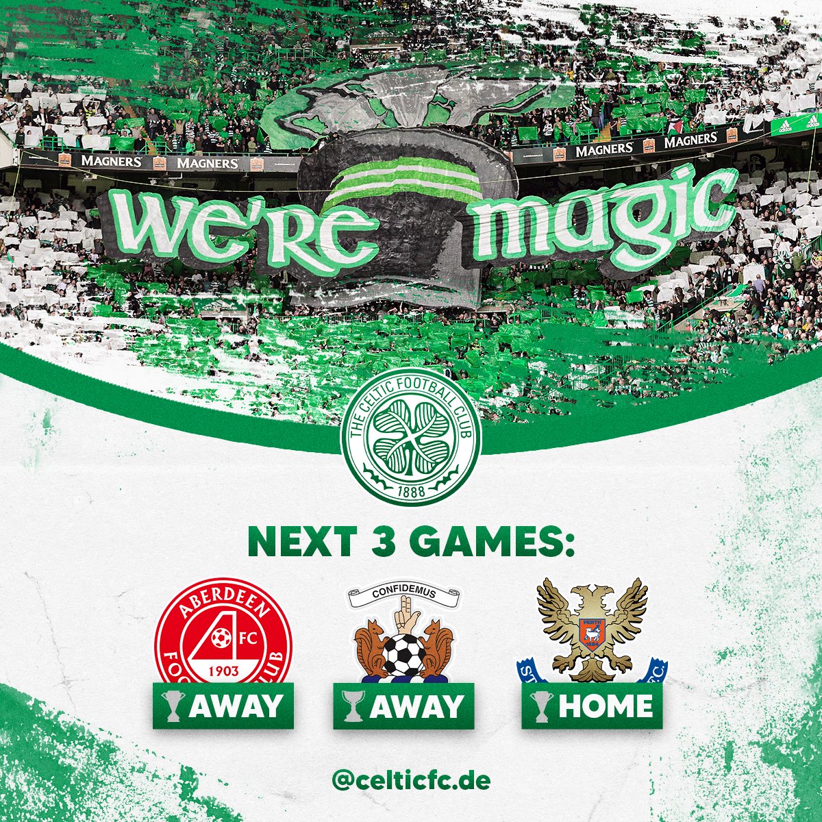 Celtic_DE's tweet photo. Our next 3️⃣ competitive fixtures 👊

#CelticFC | #SPFL | #LeagueCup https://t.co/LprclqMTJE