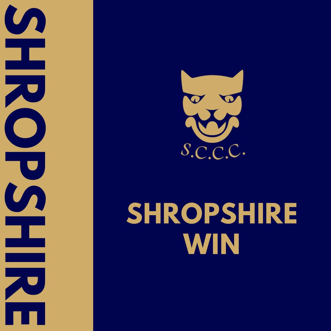 A brilliant chase by Shropshire to beat @DorsetCricket by five wickets in the @NCCA_uk Championship! Shropshire made excellent progress on the final day at @WimborneCC to reach 385-5 (George Hargrave 201, Tom Fell 103*, Ollie Westbury 48).