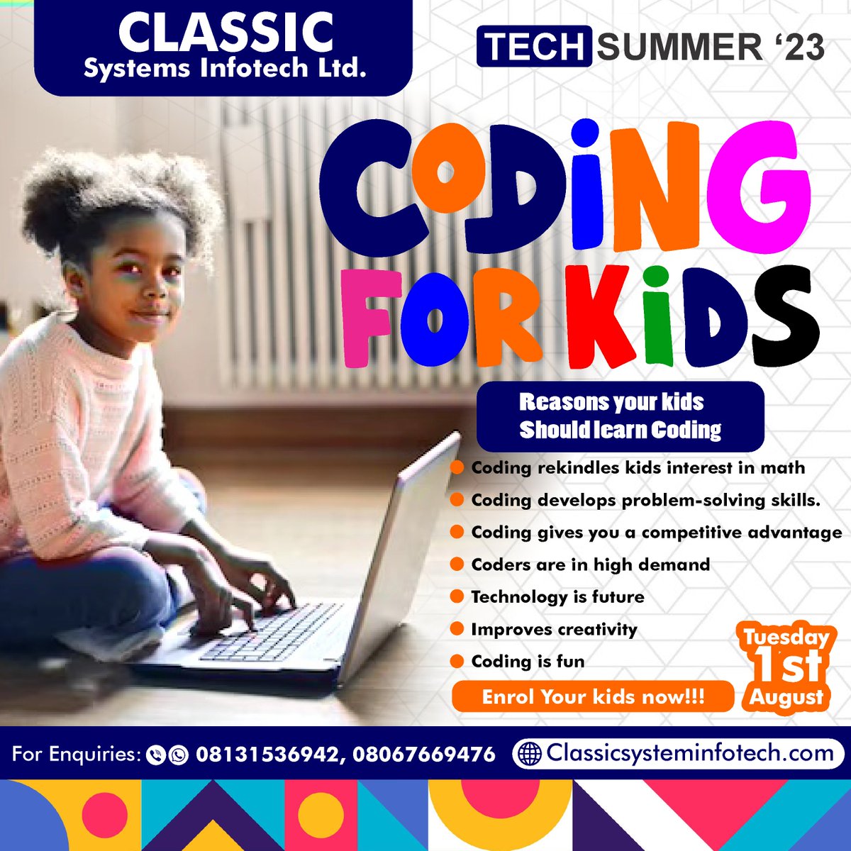 🚀Empower the next generation with the magic of coding! 🌟 Introduce your kids to the world of creativity and problem-solving through fun coding activities. 🖥️🤖 Let's spark their curiosity and pave the way for future innovators! 🌈👩‍💻👨‍💻
 #CodingForKids #TechTots #FutureInnovators