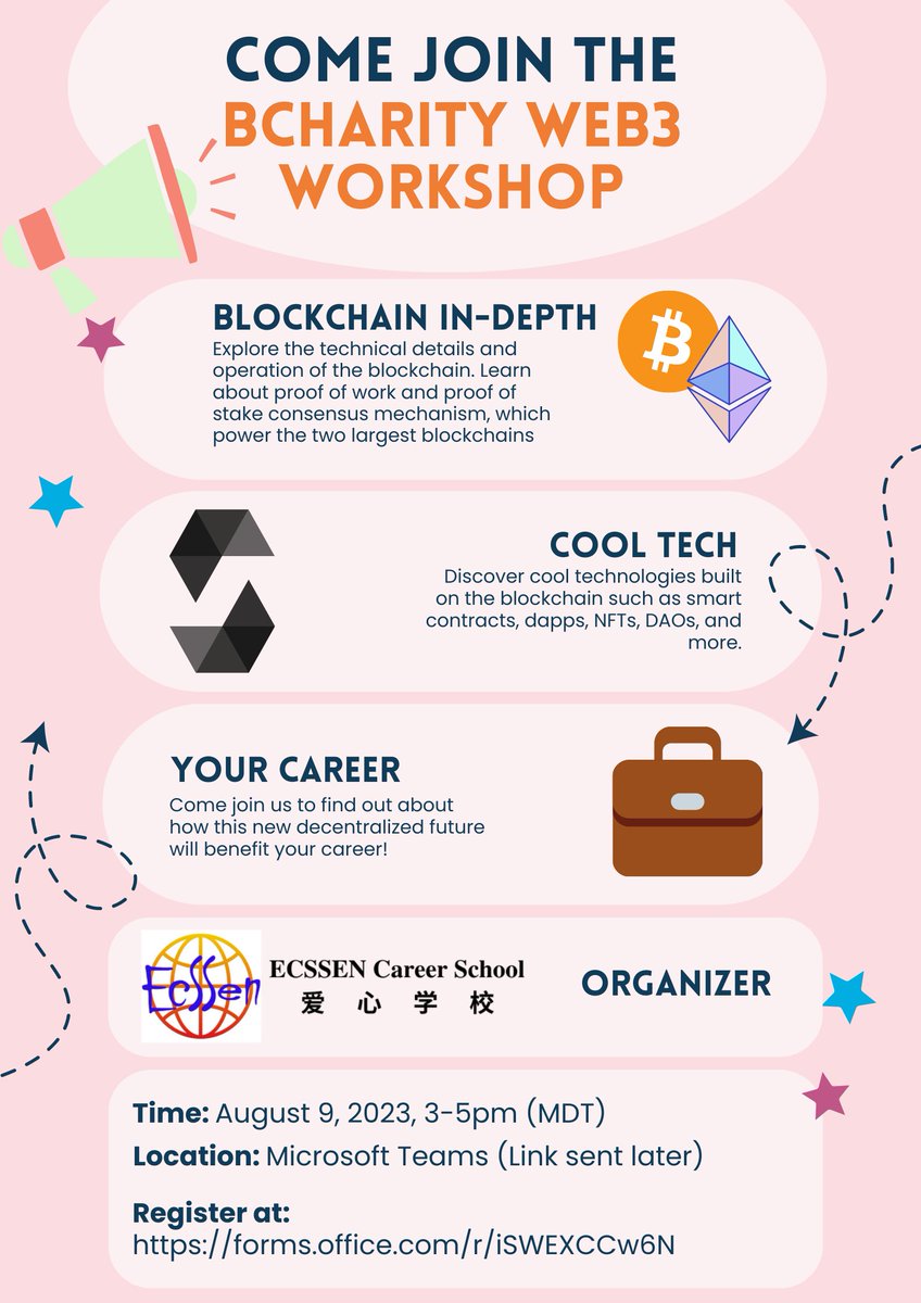 DavidAtBCharity's tweet photo. Hey everyone👋

Just a reminder that our blockchain workshop is going to take place ‼️ tomorrow ‼️ So be sure to sign up using the link below! https://t.co/vfIQkBZjXU