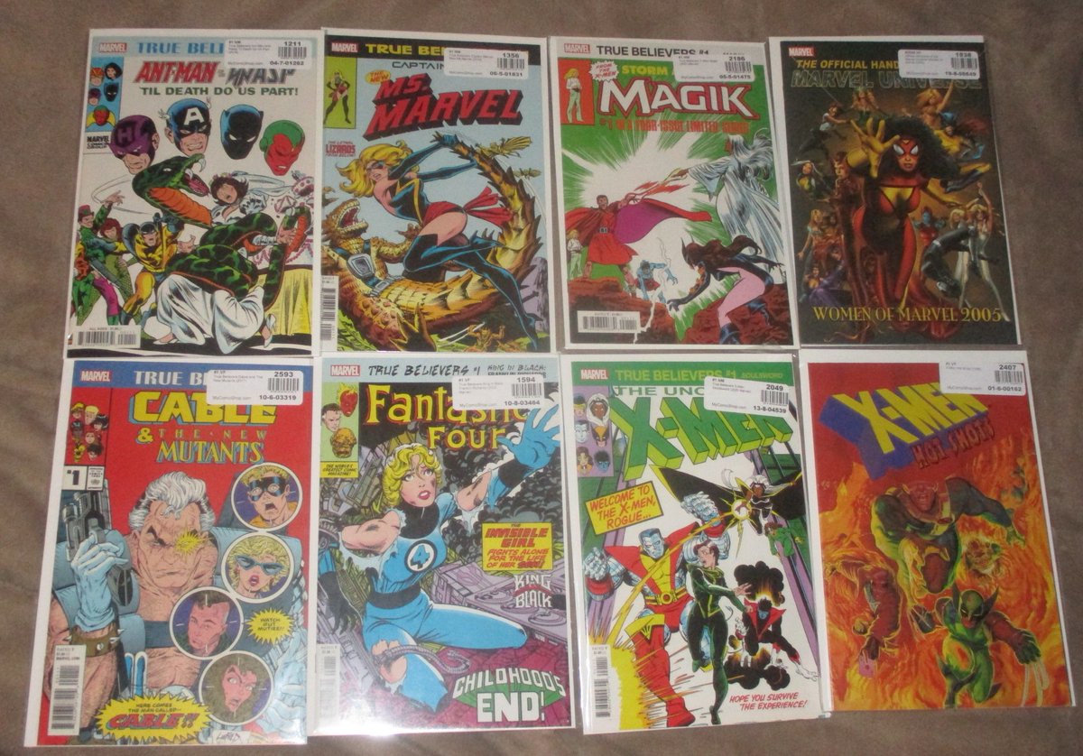 Modest gains, some more True Believers, a guide and a pinup book I think?  #ComicBookCollecting #TrueBelievers #Marvel #AntMan #Wasp #XMen #FantasticFour #MsMarvel