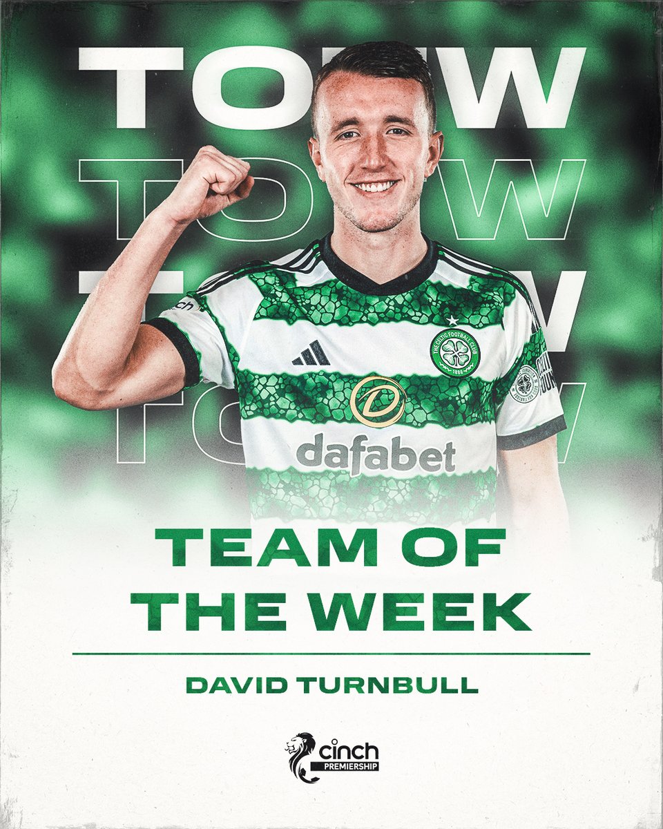 CelticFC's tweet photo. ✌ Congratulations to David Turnbull who has been named in this week's @cinchuk @spfl #TOTW! 👏

#CelticFC🍀 https://t.co/9WToLr8VN8