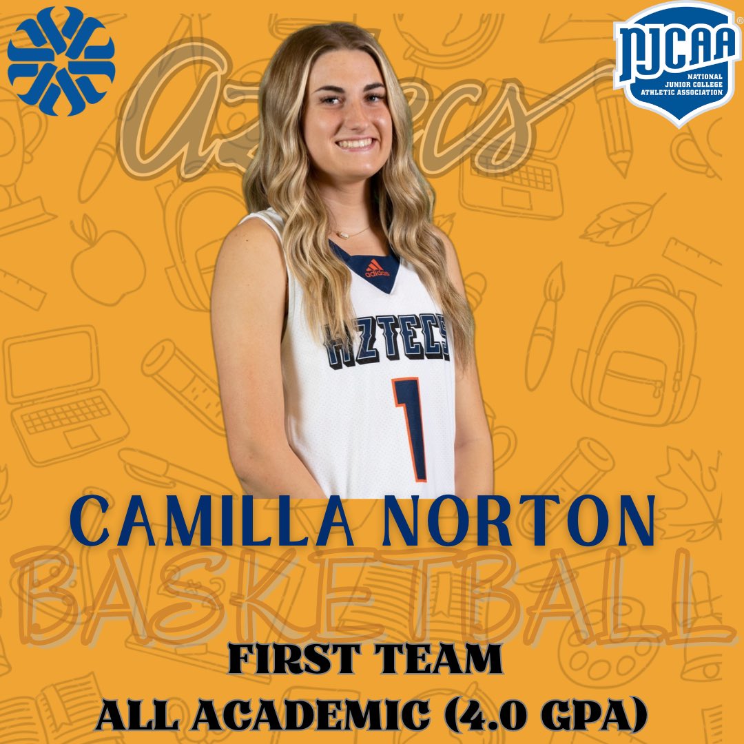 Congrats to Aztecs <a href="/PimaWBB/">Pima Women’s Basketball</a> guard Camilla Norton (Casteel HS) <a href="/CamillaNorton23/">camilla norton</a> on becoming a 2-time <a href="/NJCAA/">NJCAA</a> All-Academic student-athlete. Major: Liberal Arts and aspires to work in sports. She is transferring to Southern Virginia University. #PimaBasketball #AztecsAllAcademic