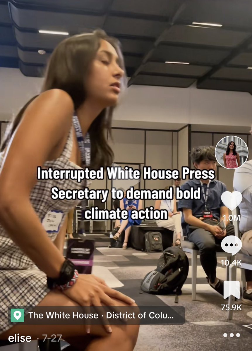 EliseJoshi's tweet photo. Since July 27th, my interruption received 30+ million views on social media and, as of today, 1 million likes on TikTok. Unreal. 

It's beyond clear that we want &amp; deserve a sustainable future &amp; economy that doesn’t damage all we hold dear.

Be brave. Have hope. Let's do this. https://t.co/Yg2rzQ9CIg