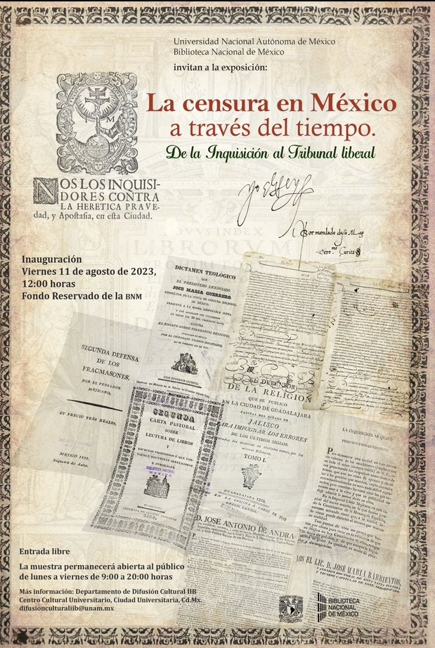 manuel_suarez_'s tweet photo. Este viernes a las 12 pm inauguramos esta exposición que curamos el Dr. Felipe Barcenas y yo: “La censura en México a través del tiempo. De la inquisición al tribunal liberal” los esperamos con materiales maravillosos que ayudan a reflexionar sobre este fenómeno en nuestro país https://t.co/VduM9orbkM