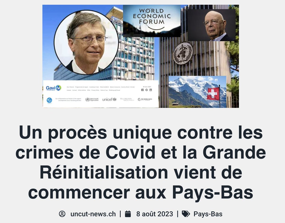 Mais les plaintes (dont je vous parlais dans le tweet précédent) et les procès arrivent ! Et c'est aux Pays-bas que cela commence : 

des avocats préparent un procès contre de nombreux chefs de gouvernement et institutions liées au gouvernement pour les dommages causés par les